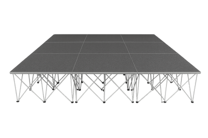 LimeLight Lite Series 12x12 modular stage platform in Grey Carpet at 24" height. Ideal for schools, churches, and event professionals.