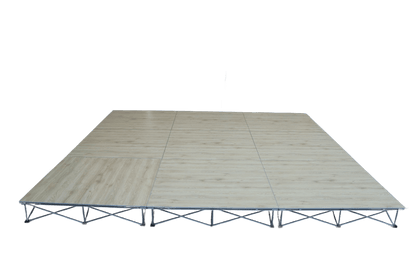 LimeLight Lite Series 12x12 modular stage platform in Wood Laminate at 8" height. Ideal for schools, churches, and event professionals.