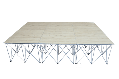 LimeLight Lite Series 12x12 modular stage platform in Wood Laminate at 32" height. Ideal for schools, churches, and event professionals.