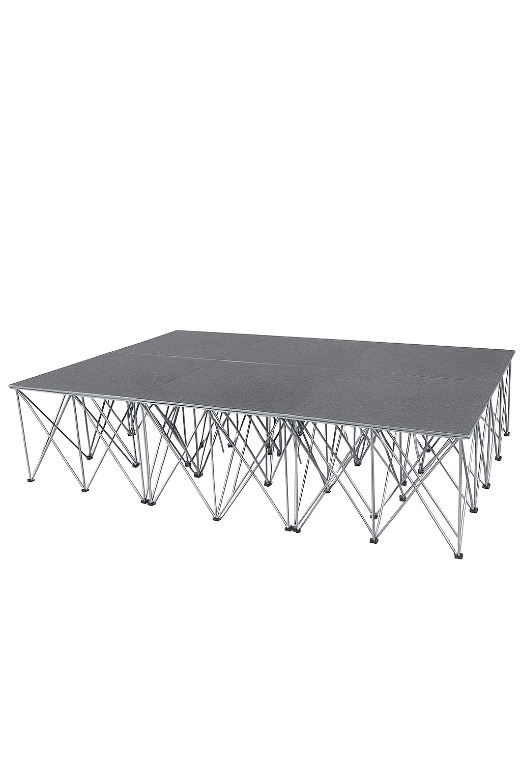 LimeLight Lite Series 12x12 modular stage platform in Grey Carpet at 32" height. Ideal for schools, churches, and event professionals.