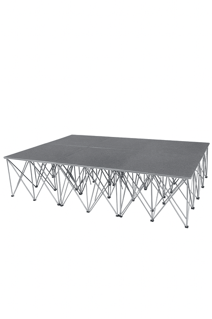 LimeLight Lite Series 12x12 modular stage platform in Grey Carpet at 32" height. Ideal for schools, churches, and event professionals.