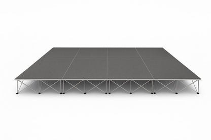LimeLight Lite Series 16x12 modular stage platform in Grey Carpet at 24" height. Ideal for schools, churches, and event professionals.