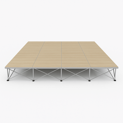 LimeLight 16' x 16' modular portable stage, 16 inches high, with wood laminate finish.