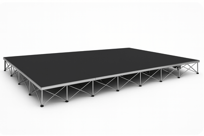 LimeLight 20x12 portable stage platform at 8 inch height with black hexcoat finish. Durable, lightweight staging solution ideal for schools, churches, and event professionals