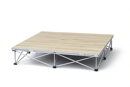 LimeLight Lite Series 4x4 stage riser in Wood Laminate at 8" height. Ideal for schools, churches, and event professionals.