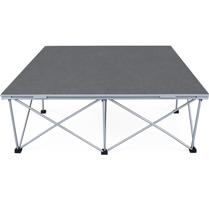 LimeLight Lite Series 4x4 stage riser in Grey Carpet at 16" height. Ideal for schools, churches, and event professionals.