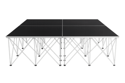 LimeLight Lite Series 8x8 drum riser stage riser in Black HexCoat Laminate at 32" height. Ideal for schools, churches, and event professionals.