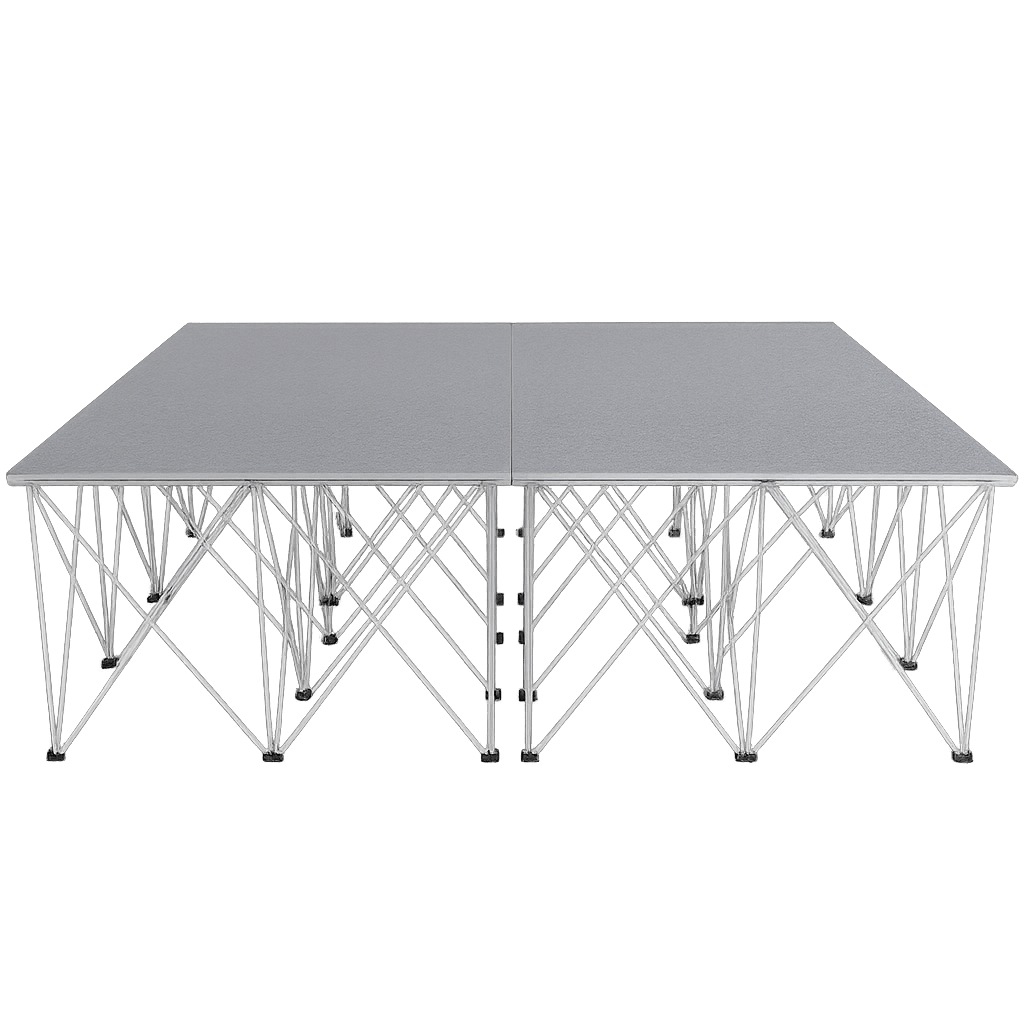 LimeLight Lite Series 8x8 drum riser stage riser in Grey Carpet at 32" height. Ideal for schools, churches, and event professionals.