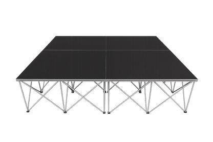 LimeLight Lite Series 8x8 drum riser stage riser in Black HexCoat Laminate at 16" height. Ideal for schools, churches, and event professionals.