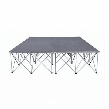 LimeLight Lite Series 8x8 drum riser stage riser in Grey Carpet at 16" height. Ideal for schools, churches, and event professionals.