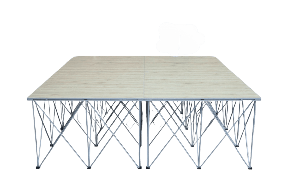 LimeLight Lite Series 8x8 drum riser stage riser in Wood Laminate at 32" height. Ideal for schools, churches, and event professionals.