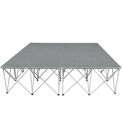 LimeLight Lite Series 8x8 drum riser stage riser in Grey Carpet at 24" height. Ideal for schools, churches, and event professionals.
