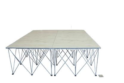 LimeLight Lite Series 8x8 drum riser stage riser in Wood Laminate at 16" height. Ideal for schools, churches, and event professionals.