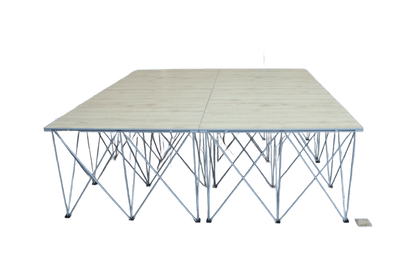 LimeLight Lite Series 8x8 drum riser stage riser in Wood Laminate at 24" height. Ideal for schools, churches, and event professionals.