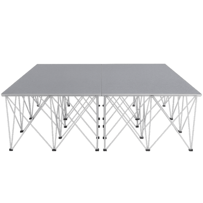 LimeLight Lite Series 8x8 modular stage platform in Grey Carpet at 32" height. Ideal for schools, churches, and event professionals.