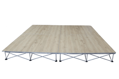 LimeLight Lite Series 8x8 modular stage platform in Wood Laminate at 8" height. Ideal for schools, churches, and event professionals.